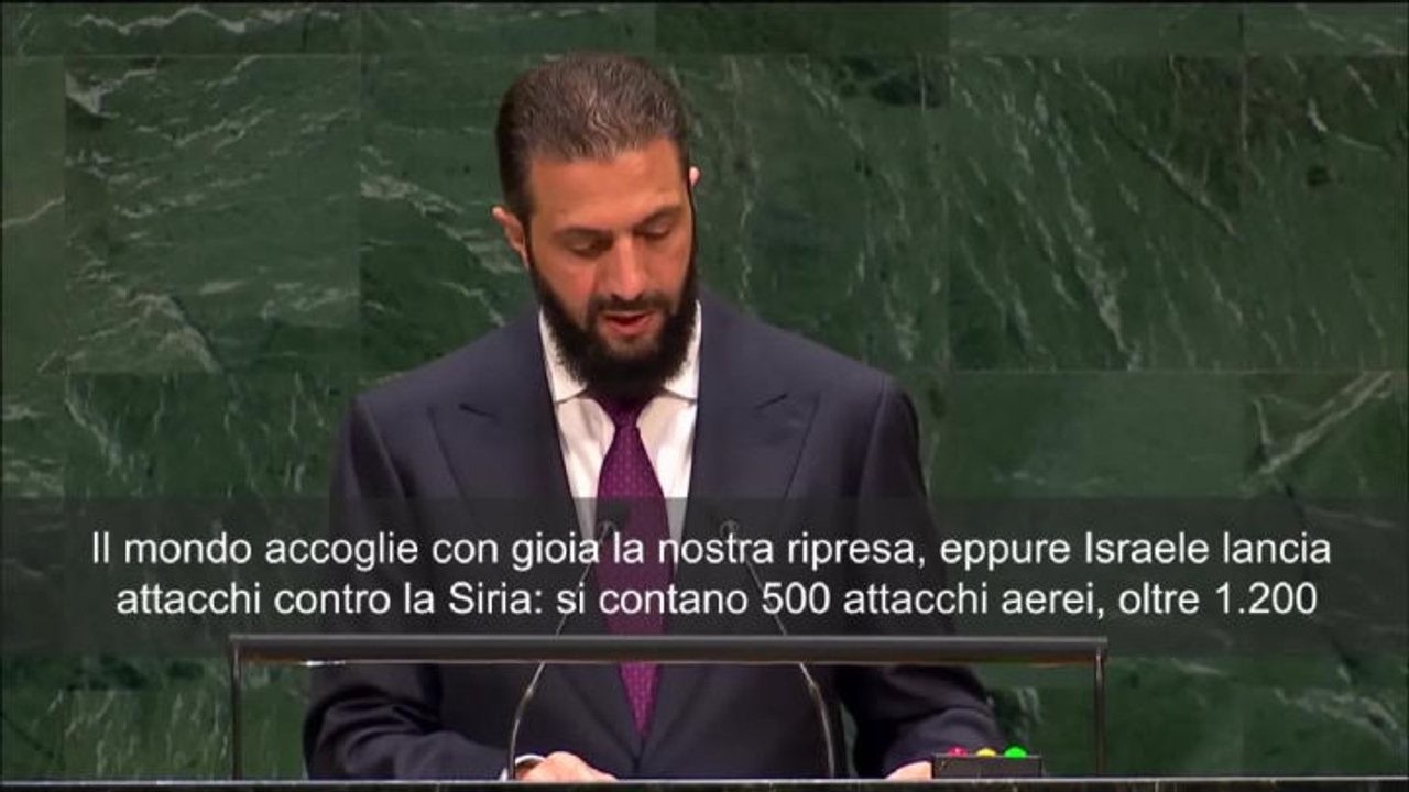 Assemblea Onu, al-Shara (Siria): Aggressioni Israele minano la pace e la sicurezza