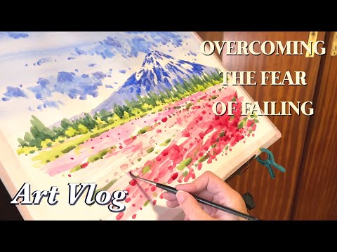 Overcoming the Fear of Failing ✨Paint with me a Big Watercolor + Museum Visit 🌸 Art Vlog