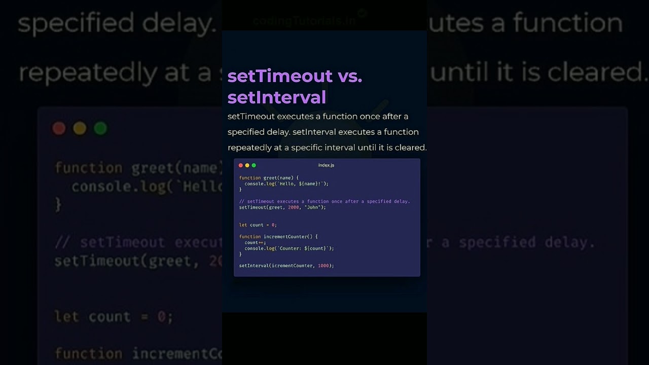 setTimeout vs setIntervel in javascript | #shorts #javascript