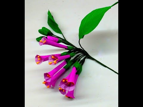 How to make Crepe paper flowers Mini Angel's Trumpet / Lochroma (flower # 269)