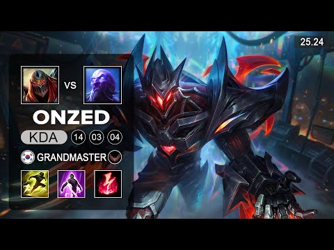OnZed Zed vs Ryze Mid - KR Grandmaster - Patch 25.24 Season 15