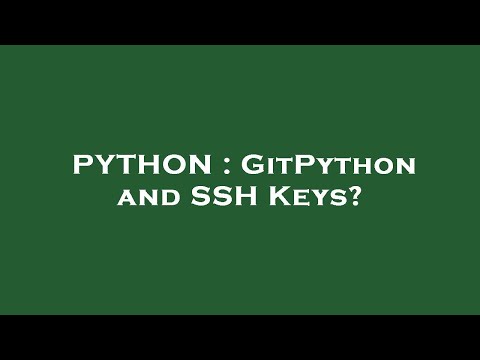 Python Gitpython And Ssh Keys