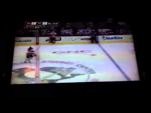 Penguins play against the flyers on 12/29/11