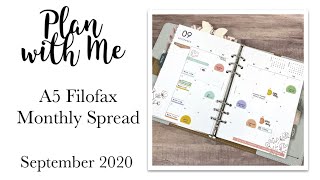 Plan with Me | A5 Filofax | September 2020 Monthly Spread | Cloth and Paper Inserts