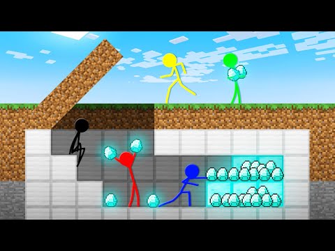 Sticktoon - Stickman VS Minecraft: Secret Diamond Base - AVM Shorts Animation
