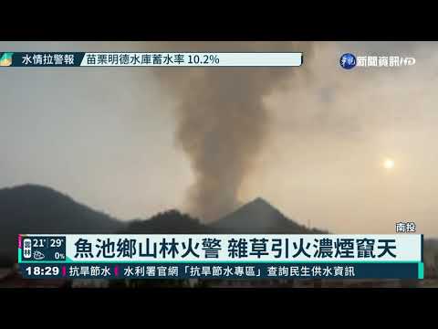 魚池鄉山林火警 雜草引火濃煙竄天