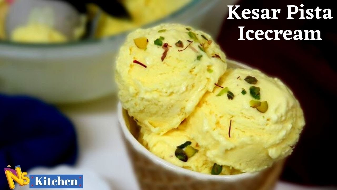 Eggless Kesar Pista Ice Cream Without Artificial Color, Flavor, Condensed Milk |केसर पिस्ता आइसक्रीम