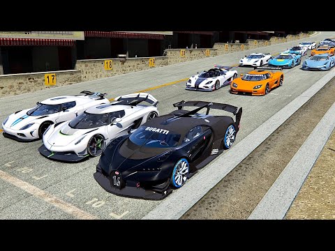 Bugatti Vision GT Supersonic Engine vs Koengisegg Hypercars - Drag Race 20 KM