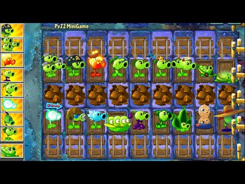 PvZ2 Minigame - 18 PEASHOOTER Plants In Railcard - PvZ Gameplay