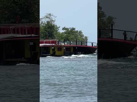 Poko Loko Floating Bar at Ocho Rios Jamaica damaged by Hurricane Beryl