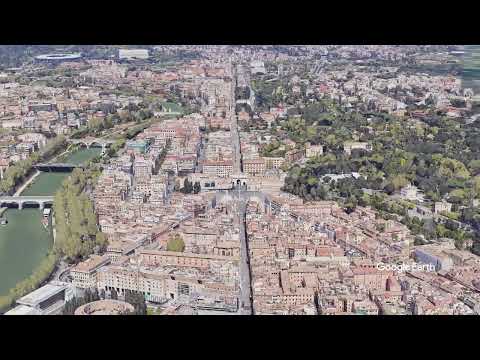Piazza del Popolo de Roma [vista de 360° do céu] Piazza del Popolo, Roma, Itália◆Itália/Piazza/Arquitetura/Centro Histórico/Paisagem/Paisagem Urbana/Planejamento Urbano/Barroco/Pontos Turísticos/Patrimônio Mundial