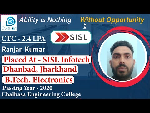 Congrats, Ranjan | Selected in SISL Infotech | 2.4 LPA | ELECTRONICS ENGINEER, PoY 2020 | Dhanbad