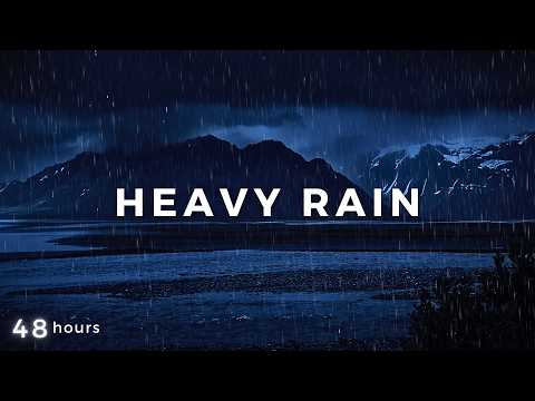 Heavy Rain at River 48 Hours for FASTER Sleep - Dimmed Screen Heavy Rain for Sleeping
