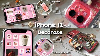 Decorating iPhone 12 mini (red) 🍓 Aesthetics home screen customization ✨
