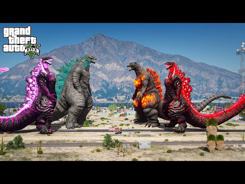 Shin Godzilla, Legendary Godzilla vs Red Shin Godzilla, Burning Godzilla - Epic Fight ( GTA V Mods )