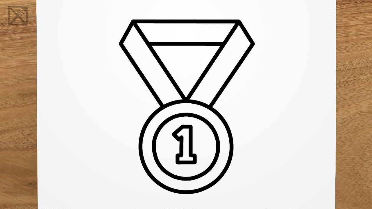 How to draw GOLD MEDAL step by step, EASY