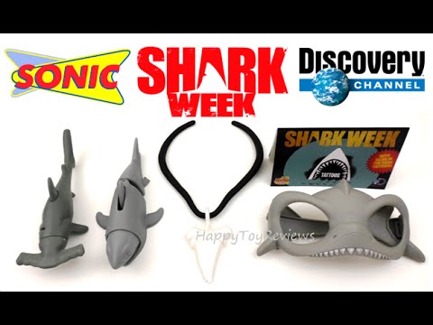 2016 SHARK WEEK SONIC DRIVE-IN KIDS MEAL TOYS DISCOVERY CHANNEL COMPLETE SET 5 TOY COLLECTION REVIEW