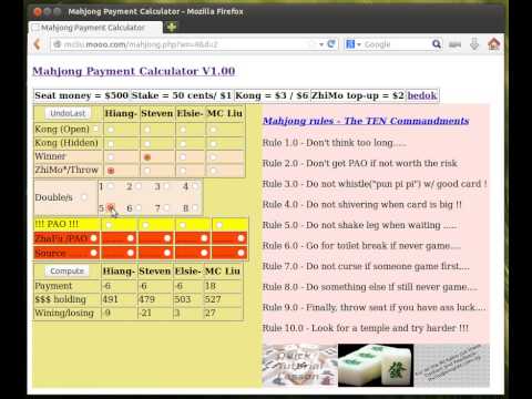 Mahjong calculator Video