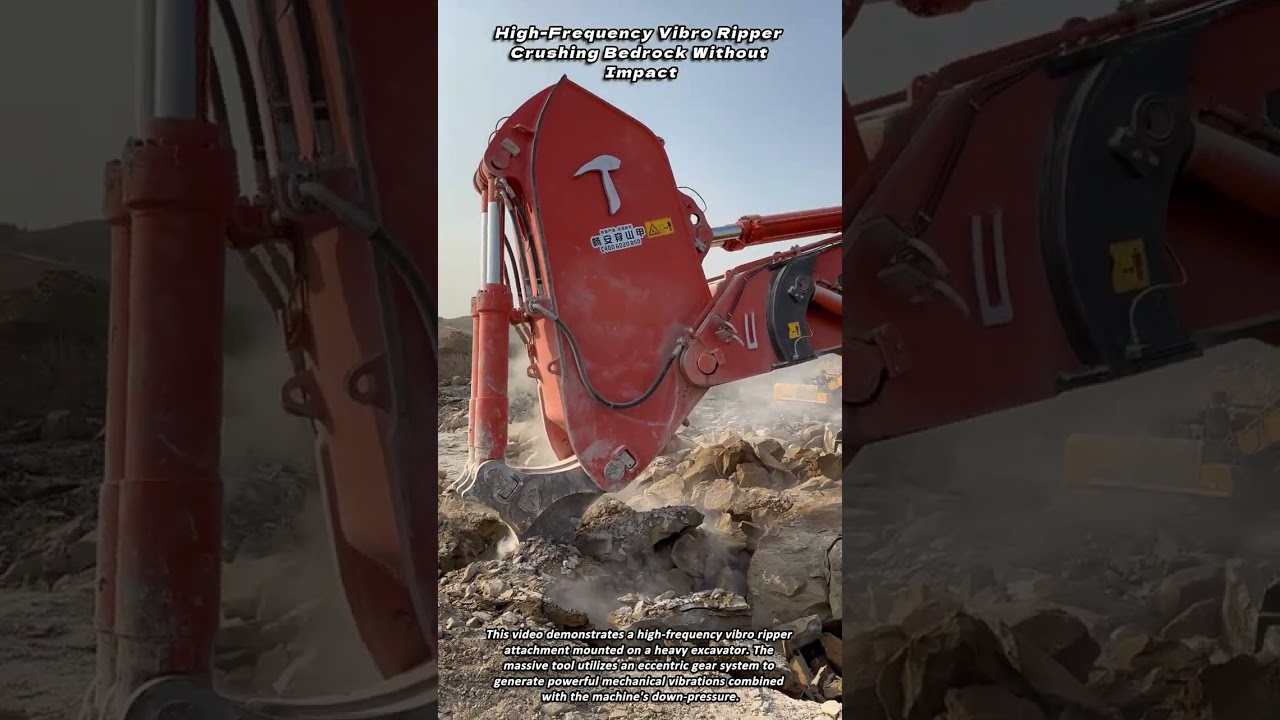 High Frequency Vibro Ripper Crushing Bedrock Without Impact