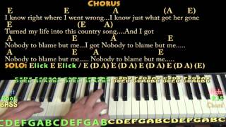 Nobody to Blame (Chris Stapleton) Piano Chord Chart with On-Screen Lyrics