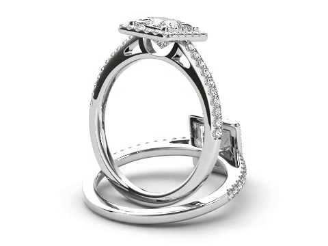 1.25ct TDW Princess-Cut Center Diamond Halo Engagement Ring in 14k White Gold