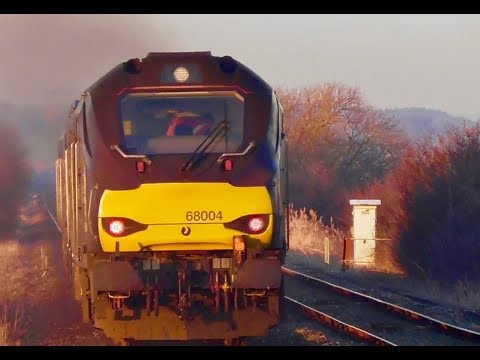 DRS Class 68s - 68002 + 68004 At Appledore On The Nuclear Flask - Monday 25th February 2019