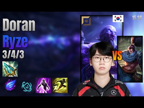 Doran Top Ryze vs Yasuo lol KR solo rank Full Game 15.24 | 도란 라이즈 vs 야스오
