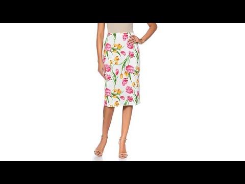 Slinky Brand Printed Stretch Knit Textured Pencil Skirt