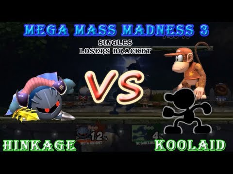 SSBB - Hinkage (Metaknight) Vs Koolaid (G&W/Diddy) - Mega Mass Madness 3