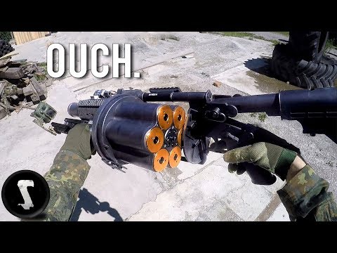 Possibly the Most Painful Airsoft Gun in Existence (40mm Grenade Launcher) Video