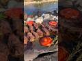Very Delicious Grilled Meat On The Stone In Nature
