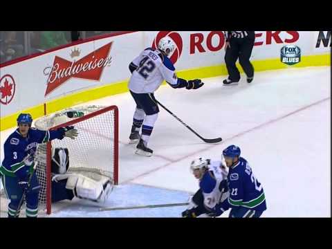 Roberto Luongo backward swan dive Feb 17 2013 St. Louis Blues vs Vancouver Canucks NHL Hockey