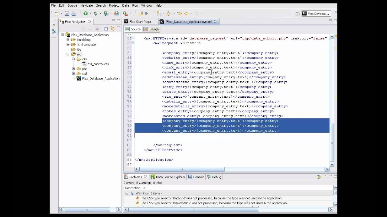 Flex Flash Builder MYSQL and PHP Database Application, Learn Flash Builder