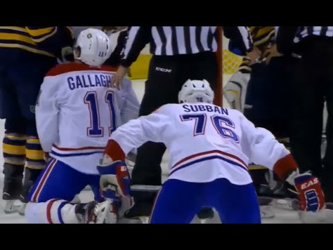 Gallagher Takes Subban's One Time Slapshot to the Stomach (10/23/15)