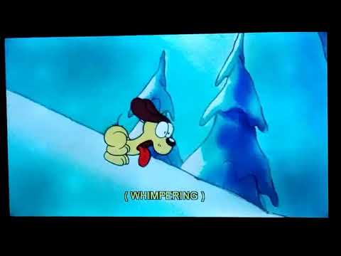 Garfield and Jon Skiing down the Hill/