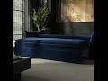 Navy Velvet Futon Sofa Bed with Storage - Seats 3 - Gaia