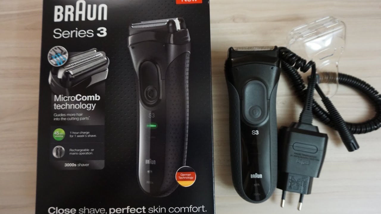 Бритва сетчатая Braun Series 3 3000s черный/серый