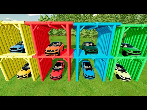 TRANSPORTING OF COLORS ! COLORED MERSEDES CARS TRANSPORTING with TRUCKS ! Farming Simulator 22