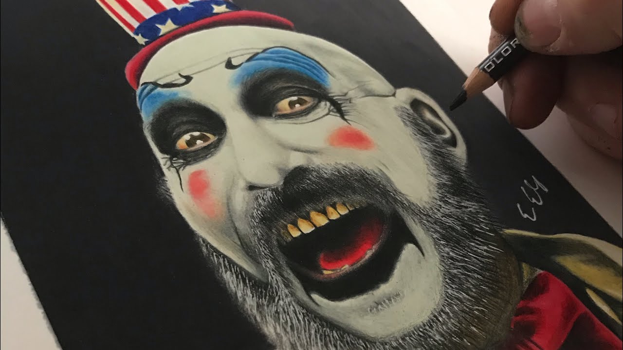 Captain Spaulding drawing from House of 1000 Corpse, Devil's Rejects, and 3 from Hell (Sig Haig)