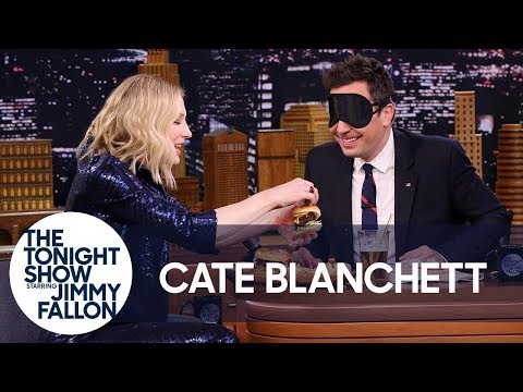 【今夜秀】凱特·布蘭琪矇眼餵食吉米，場面十分美味 (Cate Blanchett Gives Jimmy a Blind Burger Taste Test)
