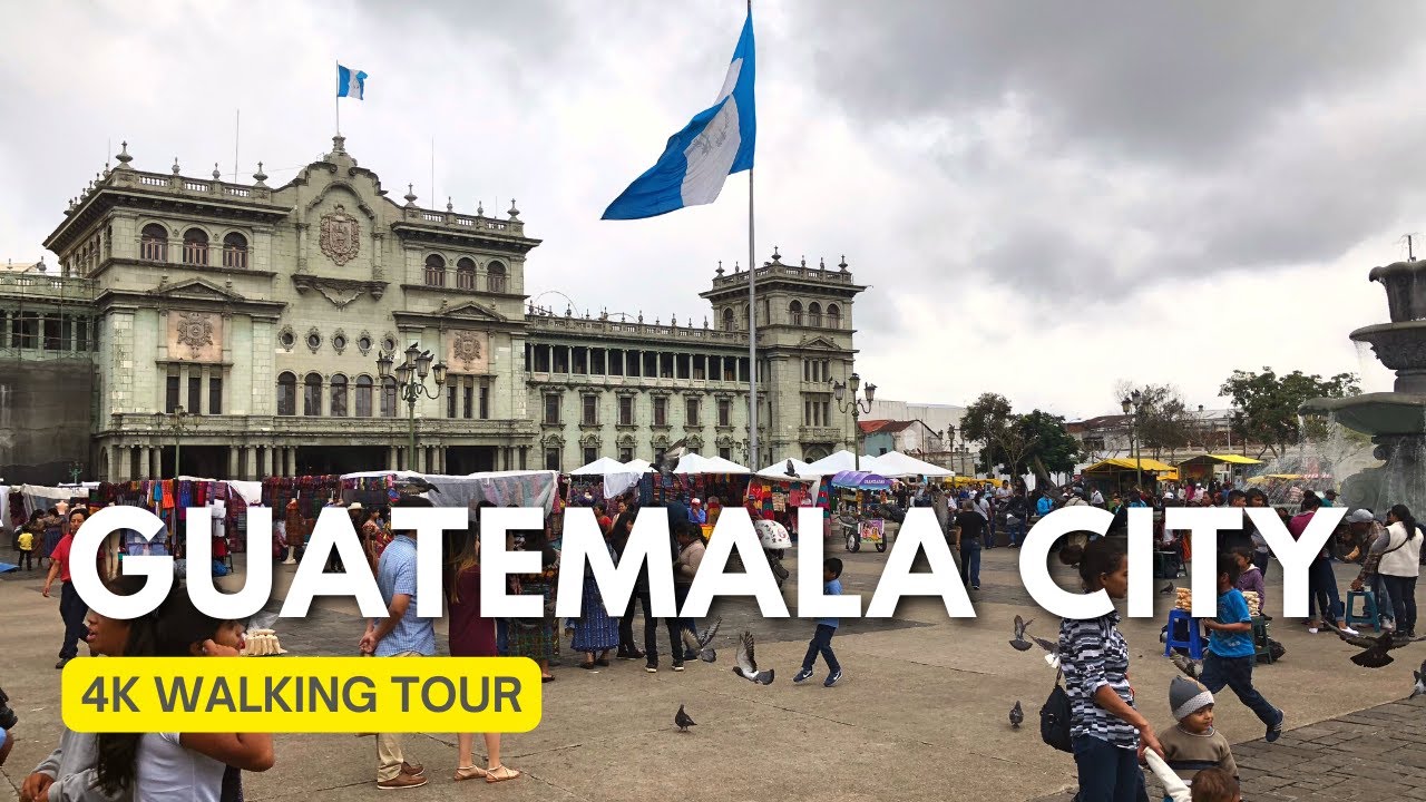 Immersive street-level walking tour through Guatemala City, Guatemala, showcasing authentic urban landscapes, local architecture, and the vibrant atmosphere of the city's neighborhoods