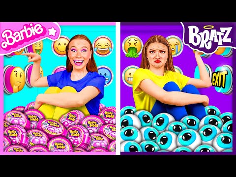 1000 Mystery Buttons Challenge | Barbie vs Bratz