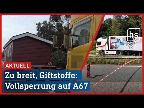 Zu breit für die Baustelle: Schwertransporter mit Fertighäusern verstopfen A67 | hessenschau