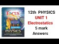 12th Physics Unit 1 5 Mark Questions And Answers FOCUS
