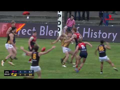 Rd 12 Hostplus SANFL Snapshot - Glenelg's Liam McBean snaps on his left