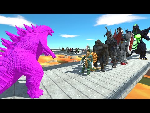 Godzilla Classic Pink vs Giant Monster LAVA DEATH RUN - Animal Revolt Battle Simulator