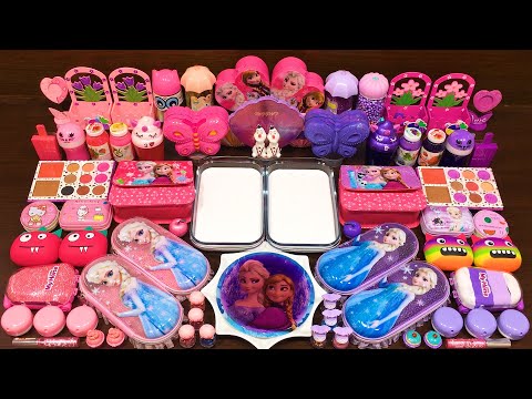 FROZEN PURPLE vs PINK | Mixing GLOSSY Slime with Many Different Things! Satisfying Slime, ASMR Slime