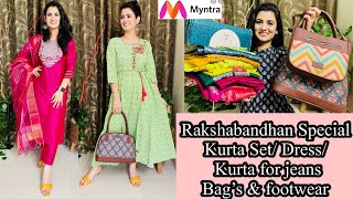 Festive Wear Myntra/Flipkart Kurta Set Haul👗Rakshabandhan Recommendation👗Zouk Haul👗Footwear/Bag