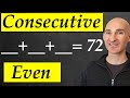 Find 3 Consecutive Even Integers with a Sum of 72