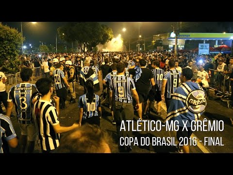 "Atlético-MG 1 x 3 Grêmio - Copa do Brasil 2016 - Chegada Mineirao" Barra: Geral do Grêmio • Club: Grêmio